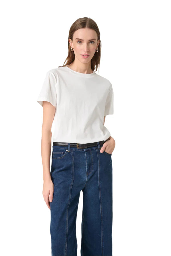 Soaked In Luxury- Jina Crew Neck Tee- Broken White