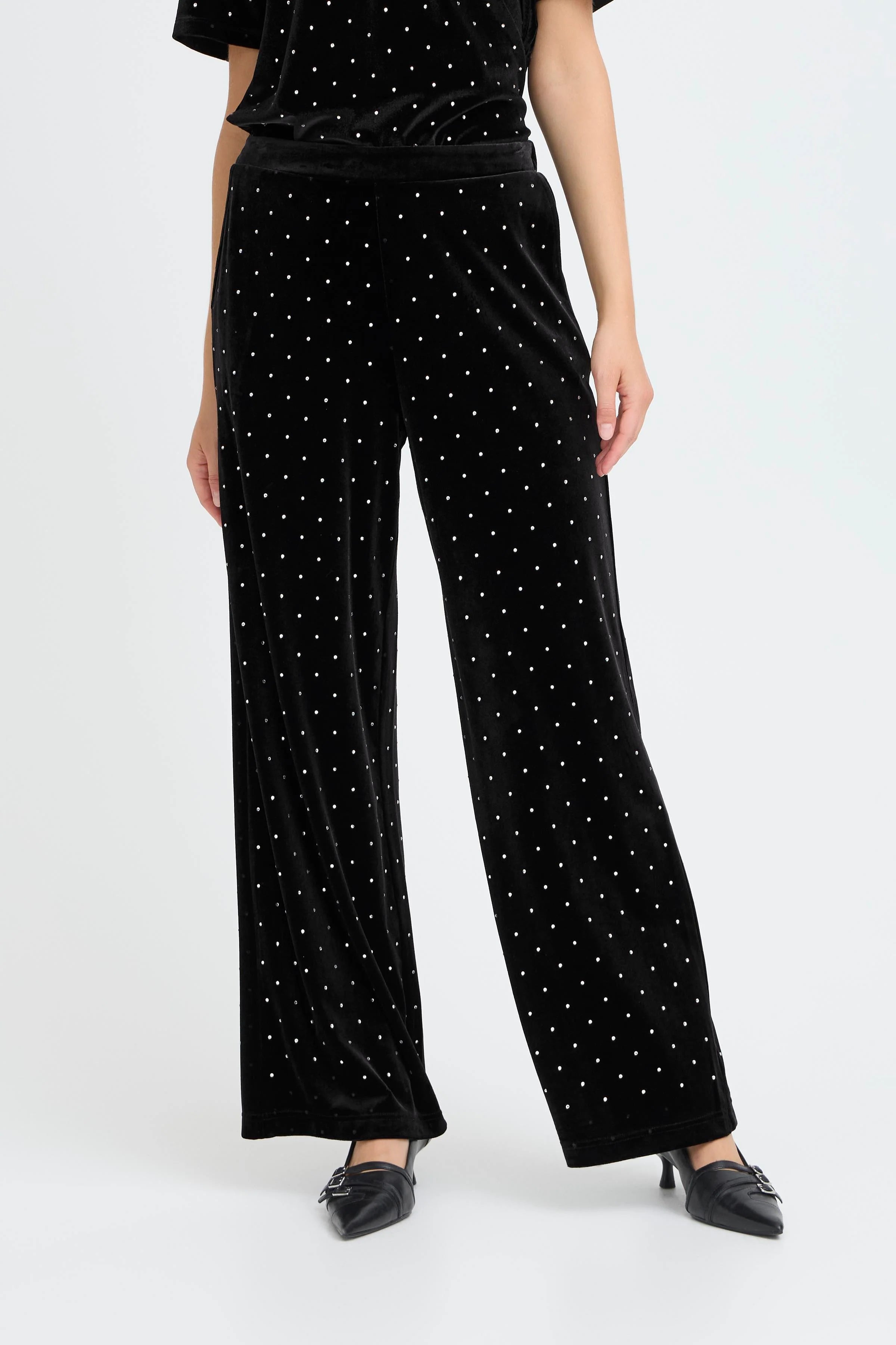 Ichi- Darla Velvet Pant - Black