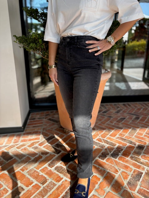 Kaffe - Willow High Waisted Slim Jeans- Dark Grey Wash