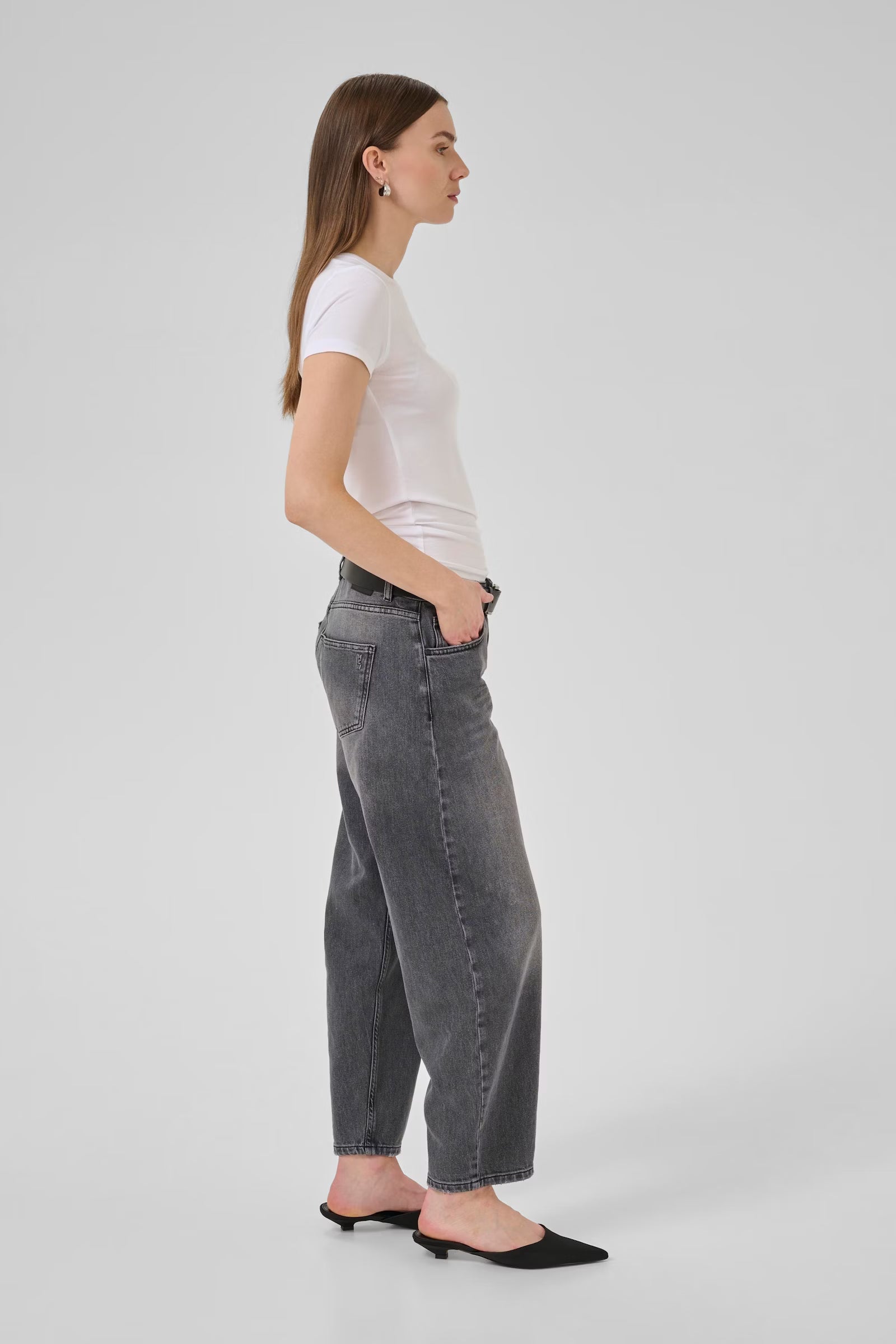 My Essential Wardrobe High Barrel Jeans - Dark Grey 28" leg