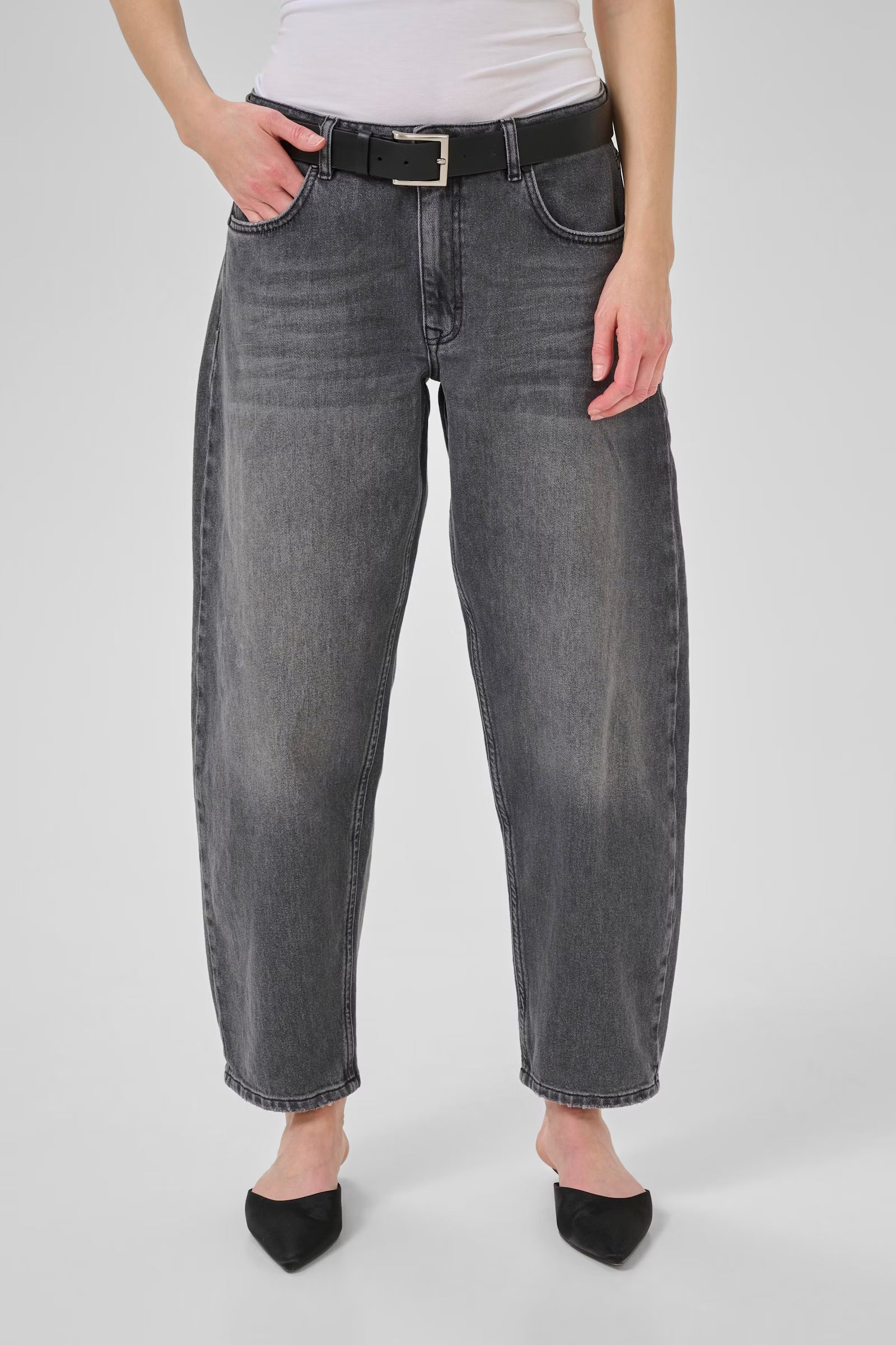 My Essential Wardrobe High Barrel Jeans - Dark Grey 28" leg