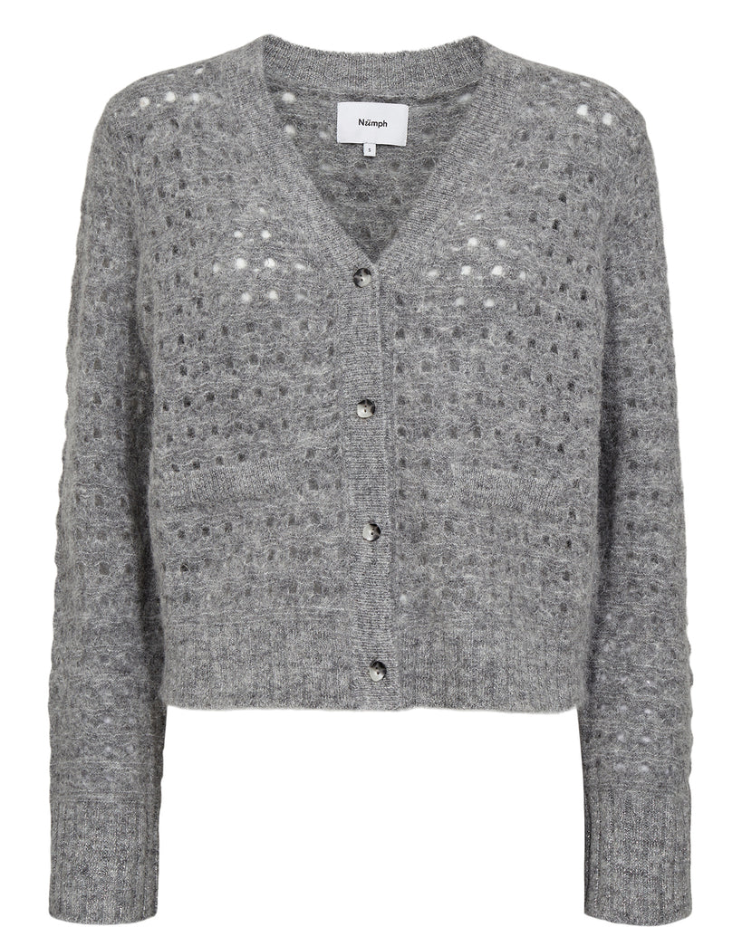 Numph Nuriette- Dot pointelle cardigan - Grey