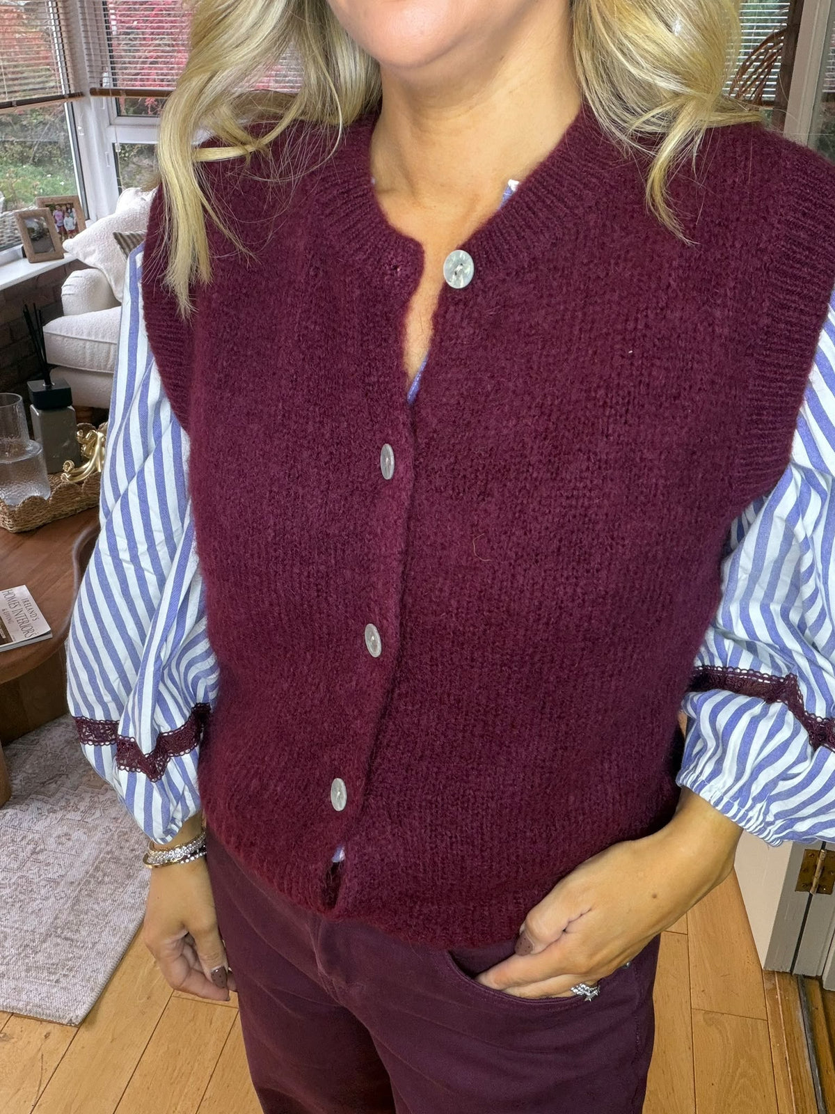 Burgundy Knitted Vest