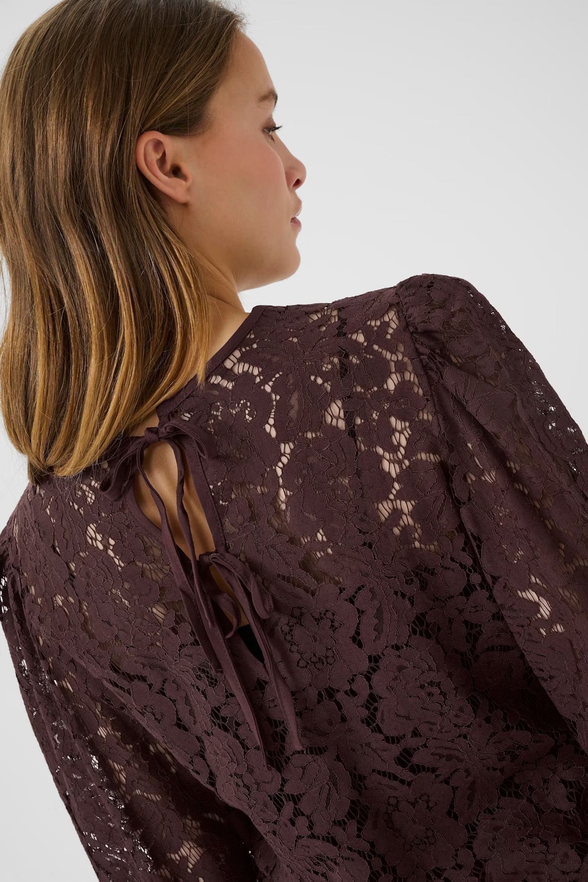 Kaffe Naomi Lace Blouse- Fudge