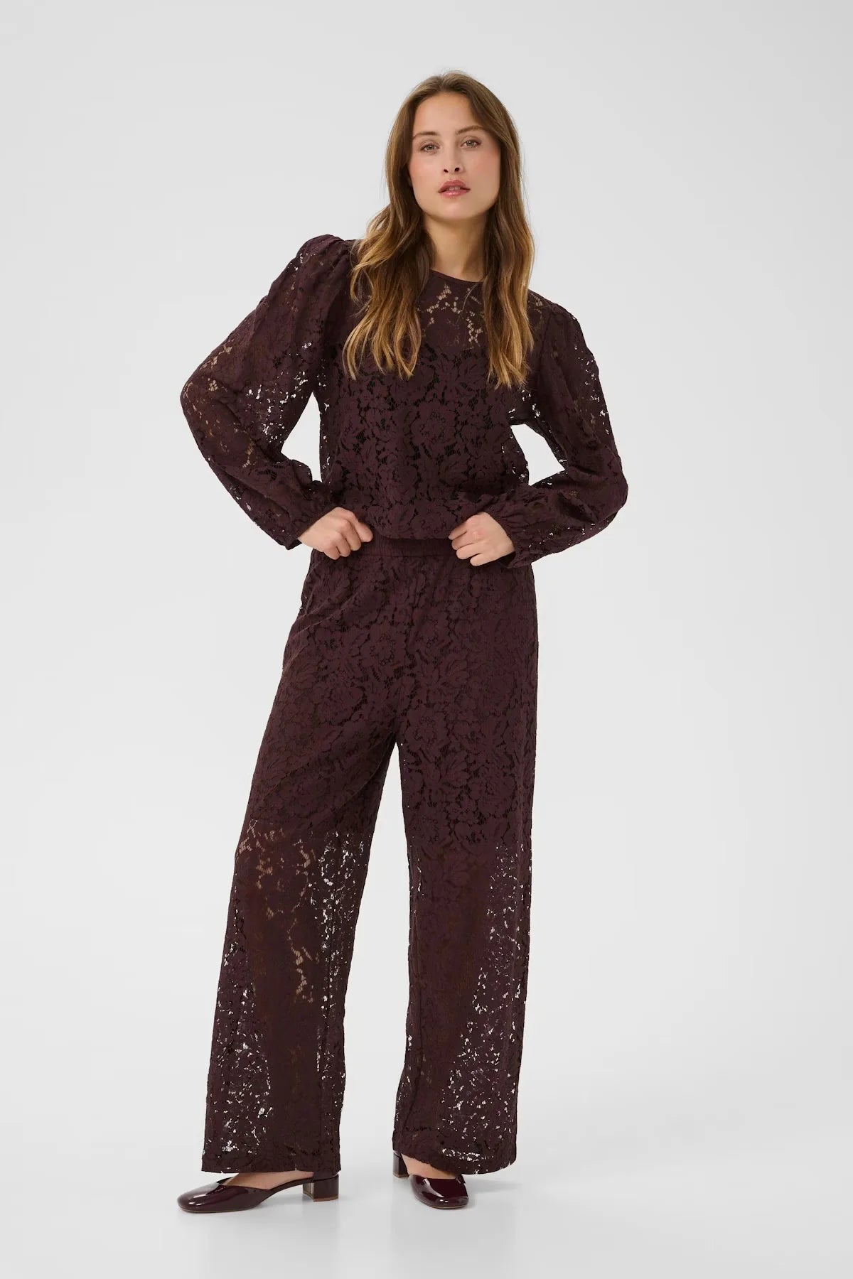 Kaffe Naomi Lace Blouse- Fudge