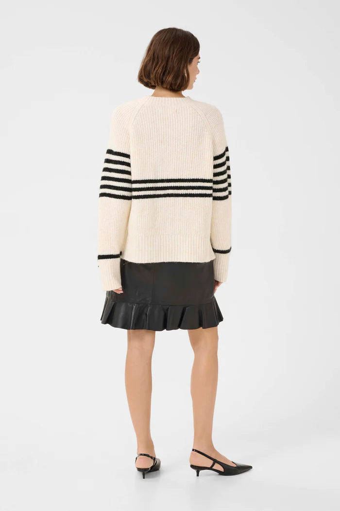 Culture- Nicky Kimmy Stripe Jumper- Whitecap/ Black