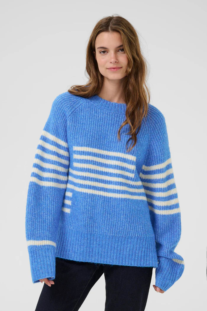 Culture Nicky Kimmy Stripe Pullover - Victoria Blue