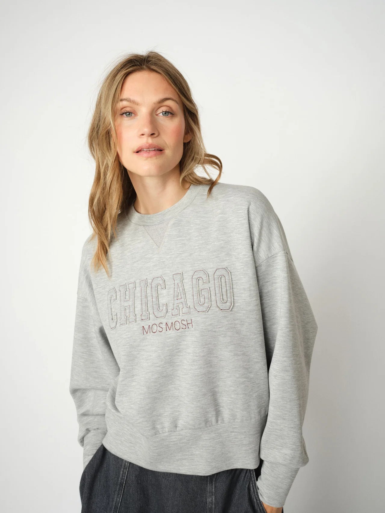 Mosh Mosh Renzi O-LS Sweatshirt - Grey Melange