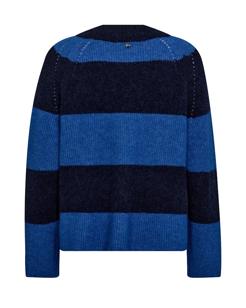 Mos Mosh Taci Stripe V Neck Knit - Maritime Blue