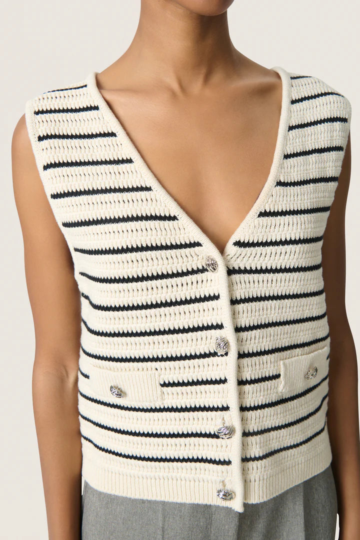 Soaked In Luxury- Madalena Vest- Black Stripe