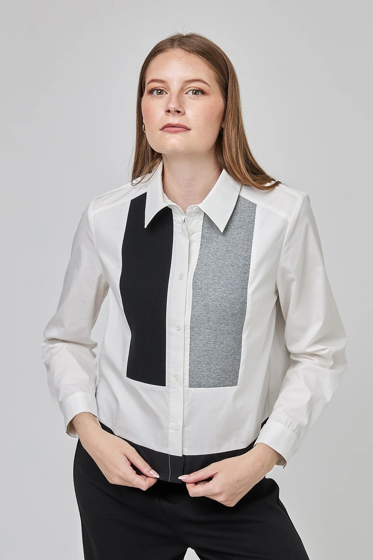 Uchuu Montreal - Paneled shirt with textured mesh insert | CF25-605 - White